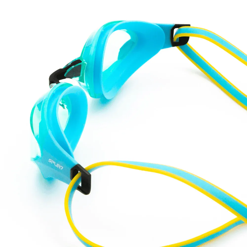 Spurt Aqua Evolution Racer SW300 Senior Goggle in Turquoise and Yellow with Light Aquamarine Lens and Light Tint - Image 2