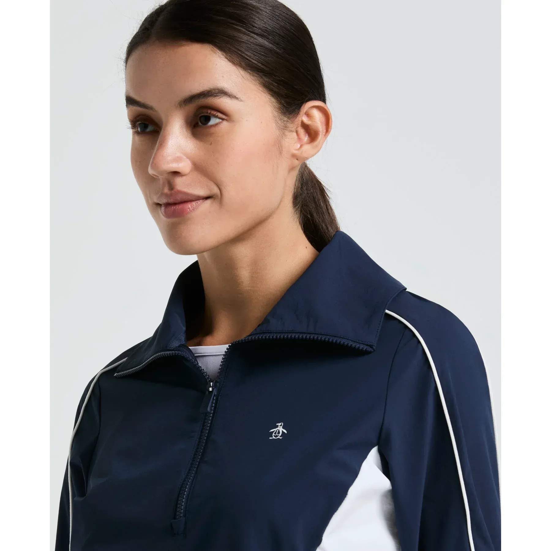 Original Penguin Cropped 1/4 Zip Colourblock (O1JSF002) Tennis Jacket Women - Image 4
